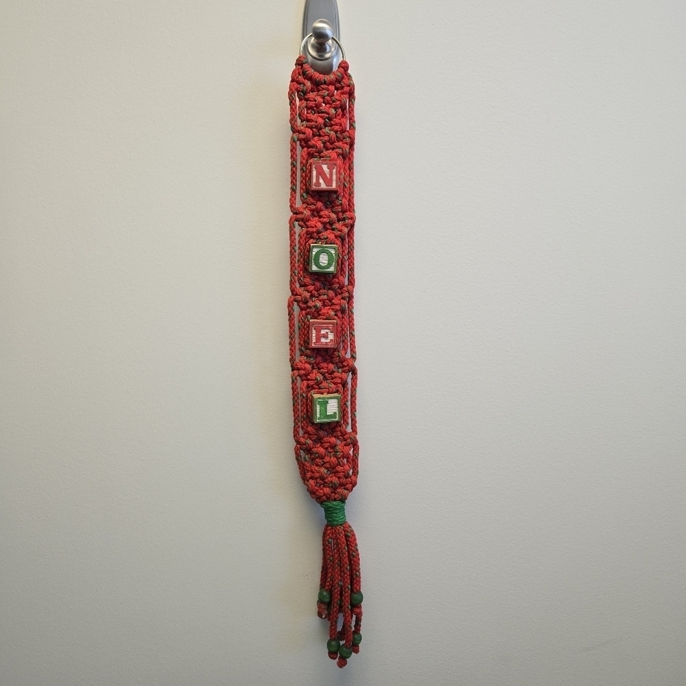 Noel Christmas Macrame with Toy Letter Blocks Vintage Decor